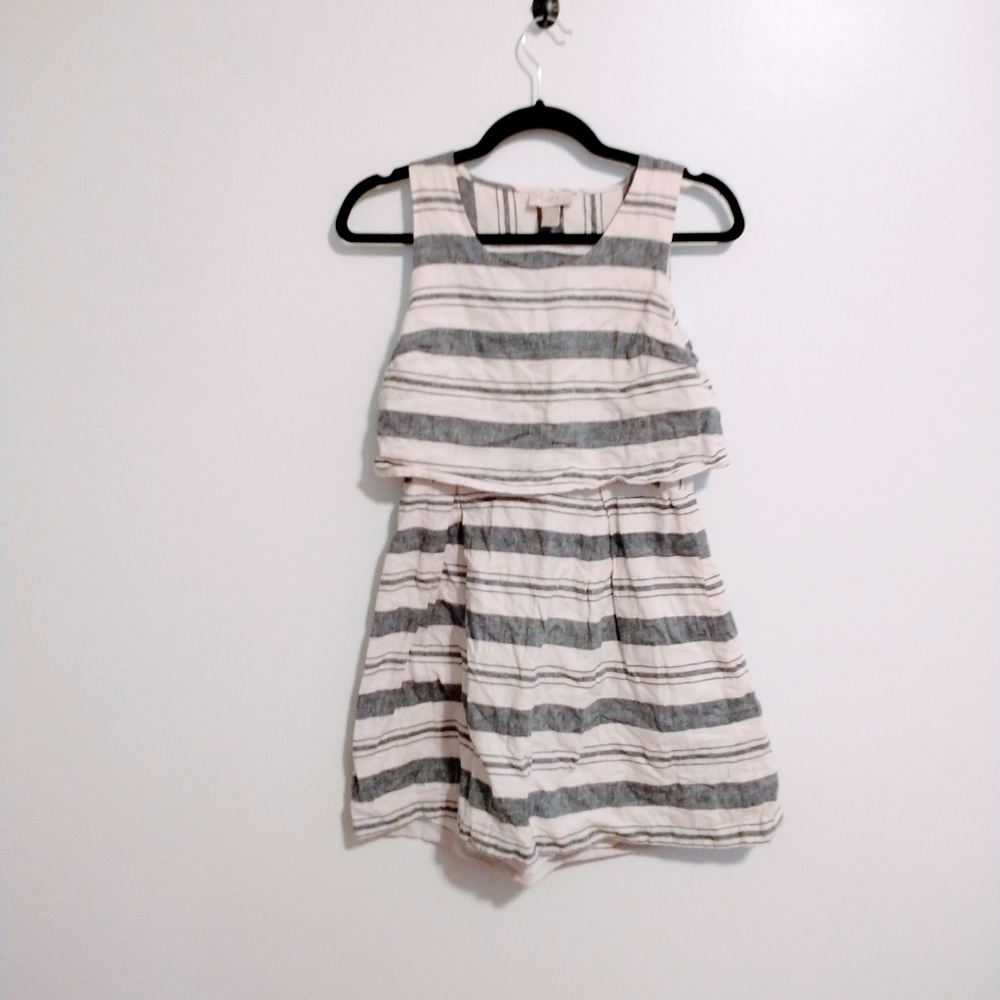 Loft Striped Linen Blend Peek-A-Boo Back Sleeveless Dress Size 4p. This classic